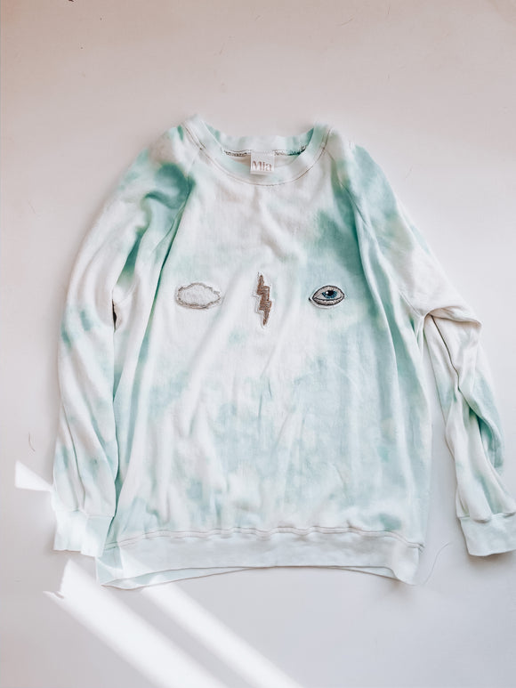 Cloud Tie-Dye  Embroidered Sweatshirt
