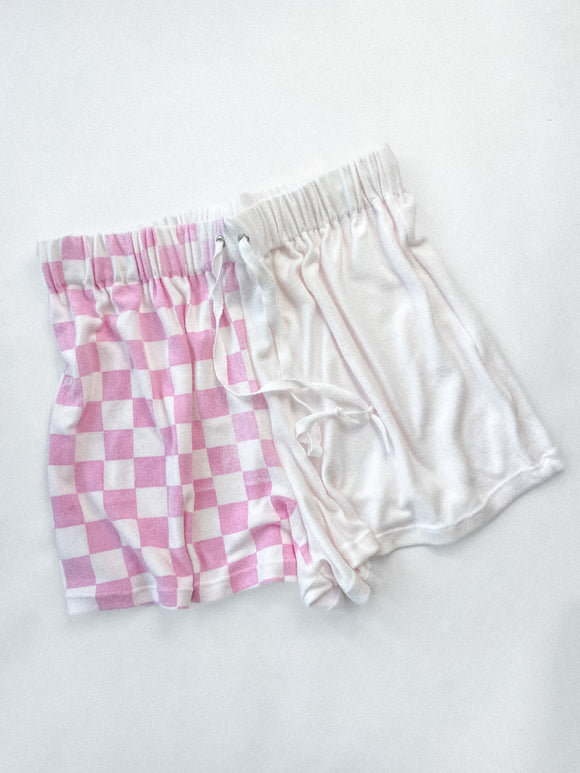 Pink Checkmate Lounge Shorts